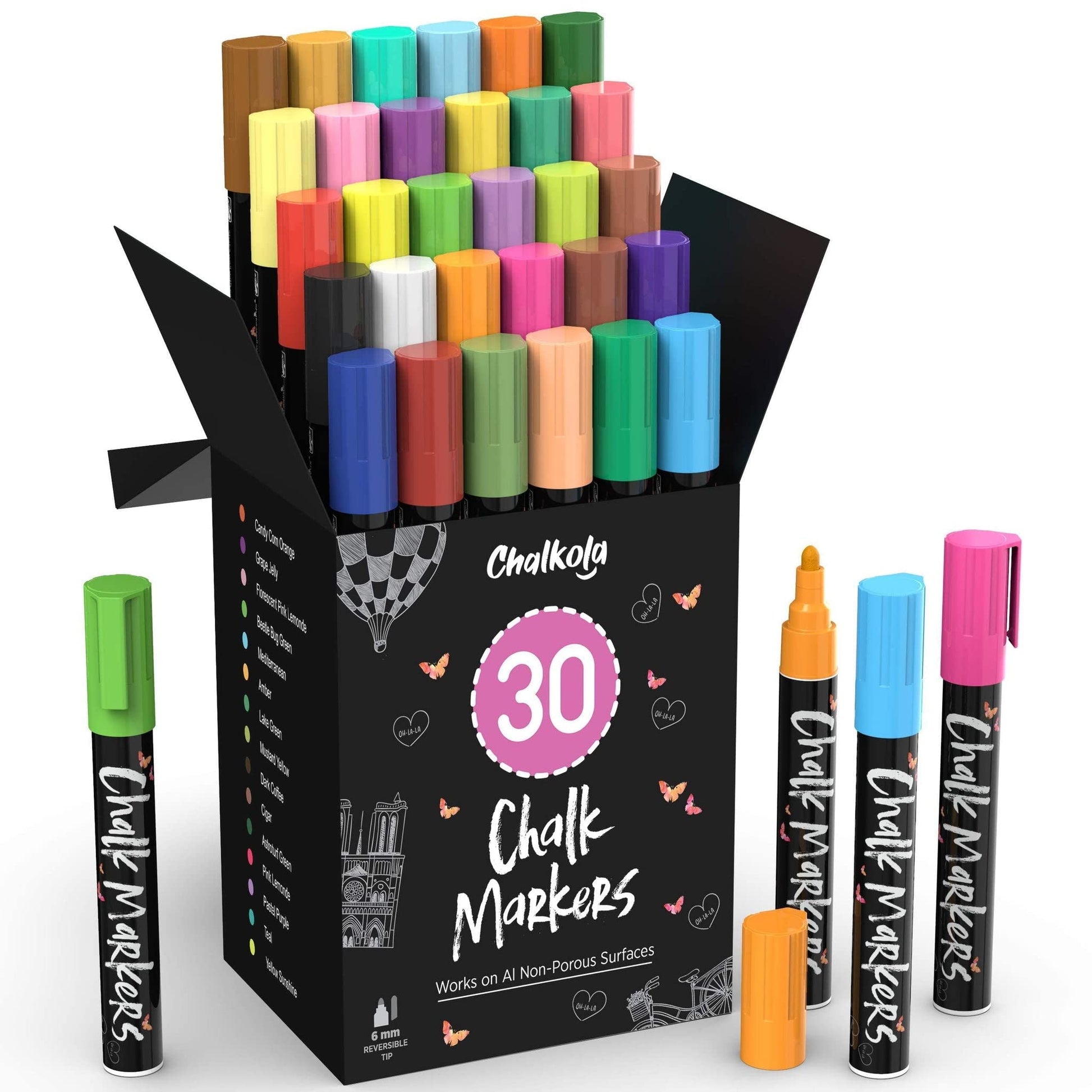 Chalkola Fun Colors Bundle - 30 Markers 6mm + 10 Metallic 6mm - WoodArtSupply