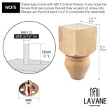 La Vane 5 inch / 12cm Wooden Furniture Legs, Set of 4 Solid Wood Carved Geometry Unfinished Replacement Bun Feet with Mounting Plate & Screws for La Vane