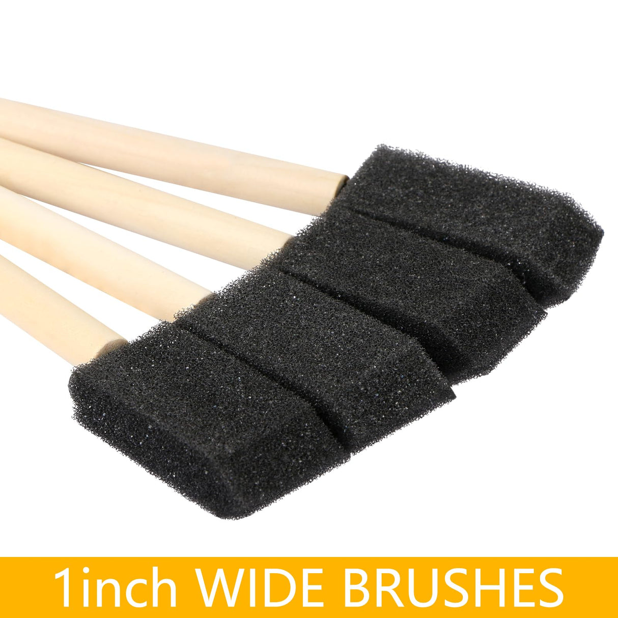 MIDELONG 1-inch Black Foam Paint Brushes Set, Wood Handle Sponge Brush Sponge Paint Brushes Durable Foam Brushes for Painting, Acrylics, Stains, MIDELONG