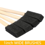 MIDELONG 1-inch Black Foam Paint Brushes Set, Wood Handle Sponge Brush Sponge Paint Brushes Durable Foam Brushes for Painting, Acrylics, Stains, MIDELONG