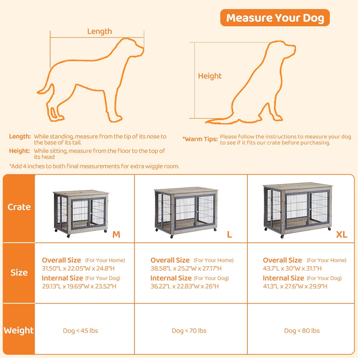 IchbinGo Dog Crate Furniture, Wooden Table, 38.5" Dog Kennel with 3 Doors, Flip-up Top Opening and Wheels, Decorative Pet Crate House for - WoodArtSupply