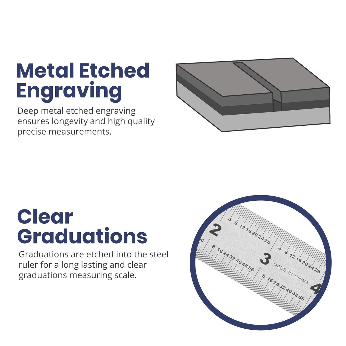 6" Stainless Steel Ruler with Non-Skid Cork Backing: 32 & 64 divisions per inch Pacific Arc