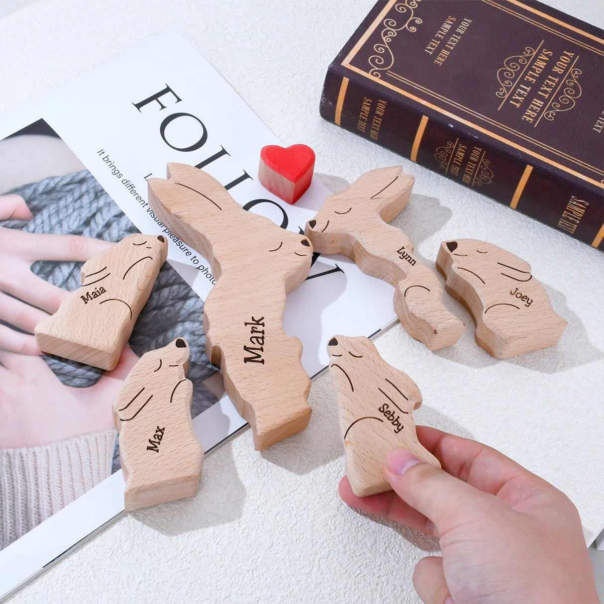 Personalized Wooden Bear Puzzle with 2-8 Names Custom Family Name Puzzle Customized Wooden Puzzle Gifts for Christmas JOBFLY