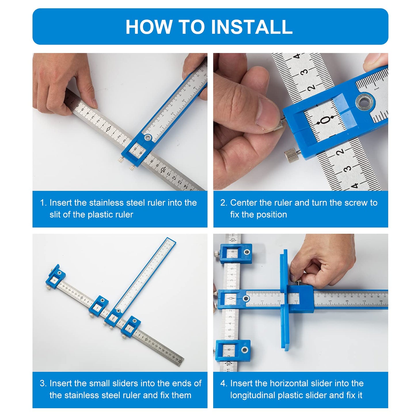 Cabinet Hardware Jig, Punch Locator Drill Guide,Wood Drilling Dowelling Guide for Installation of Handles Knobs on Doors and Drawer, Cabinet Template