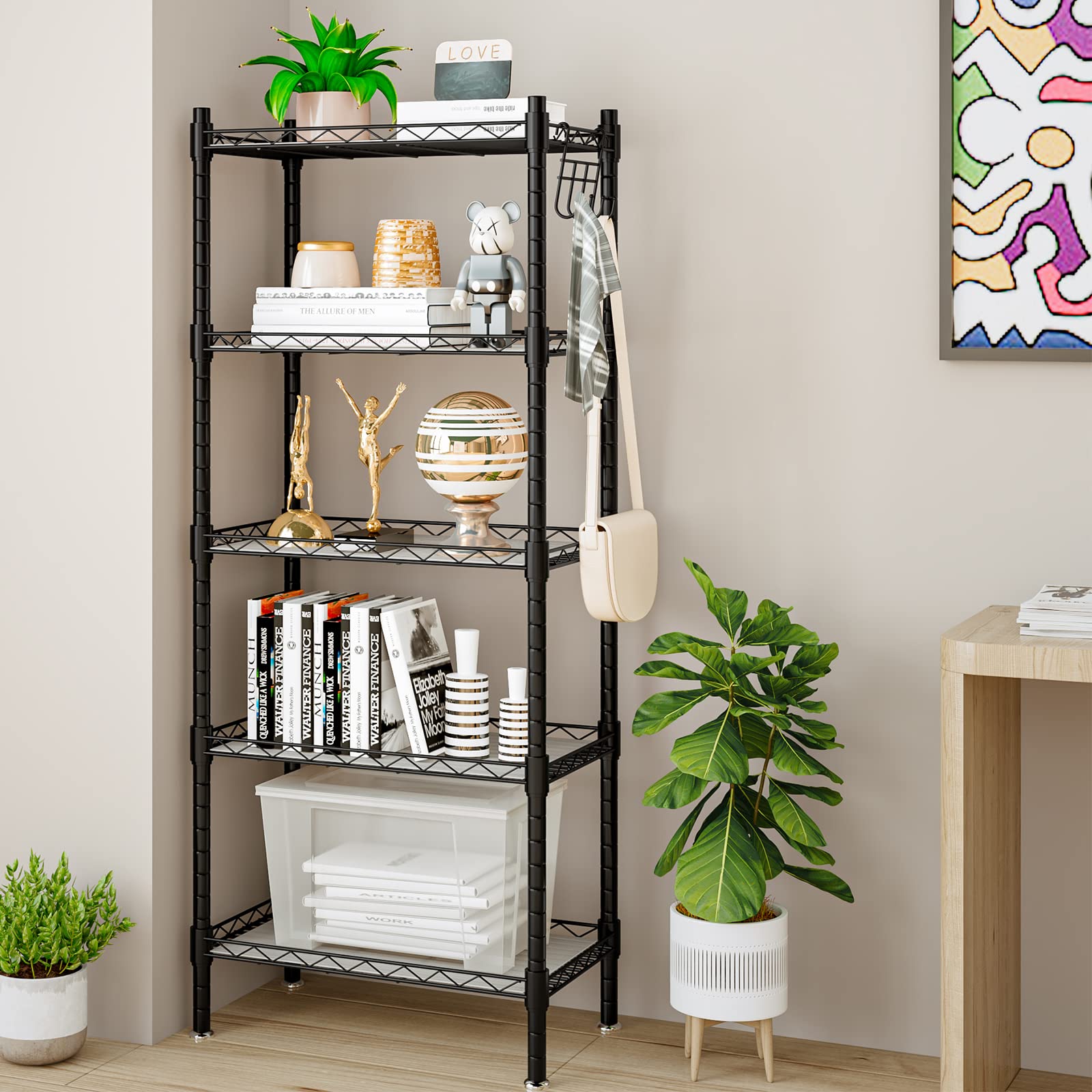 SORCEDAS Shelf 5 Wier Metal Storage Rack Shelving Unit Organizer for Kitchen Laundry Garage Bathroom Pantry Closet Office(16.54" Wx11.81 Dx50 - WoodArtSupply