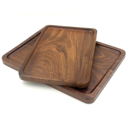 Bamber Wood Serving Tray Wooden Decorative Coffee Tea Platter Black Walnut 15.3 x 11.4 Inches