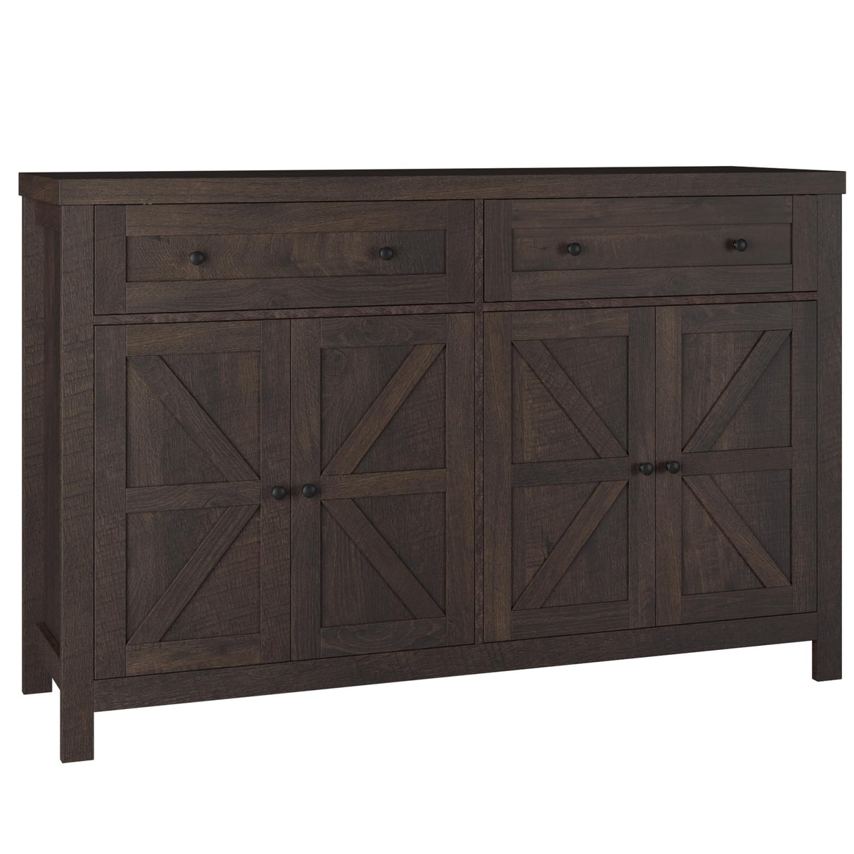 HOSTACK 55" Buffet Sideboard Cabinet with Storage, Modern Farmhouse Coffee Bar Cabinet with Drawers and Shelves, Barn Doors Storage Cabinet for HOSTACK