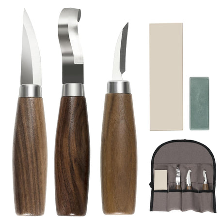 JIAN Wood Carving Tools Set - Wood Carving Knife Kit for Beginners, Adults, and Kids, Includes 3 Whittling Knives for DIY Woodworking and Carving JIAN