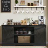 Farmhouse Espresso Coffee Bar Cabinet with Sliding Barn Doors & Ample Storage 4ever2buy