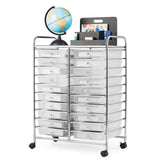 Giantex Storage Drawer Carts, 20-Drawer Organizer, Utility Cart on Wheels, Semi-Transparent Multipurpose Cart for Home Office School Supplies Tools Giantex