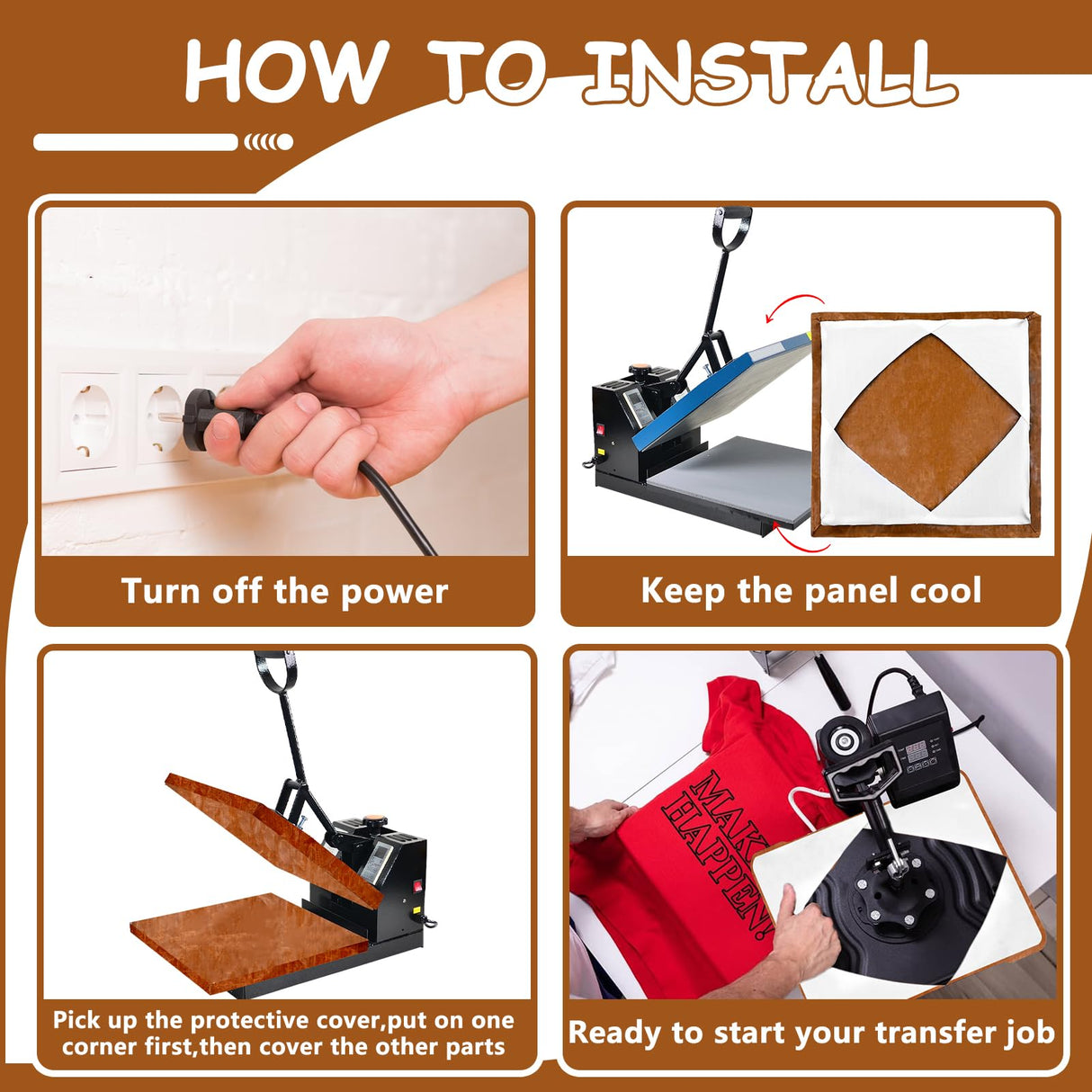 KELEYU 2 Pcs Wrap Cover for Heat Press Platen 15x15 Inch,Non-Stick High Temperature Reusable Teflon Heat Press Platen Wrap Cover,Protecting KELEYU