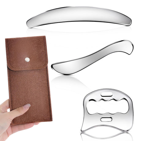 3-in-1 Stainless Steel Gua Sha Muscle Scraper Tool, Myofascial Scraping Tools for Physical Therapy, Lymphatic Drainage Massager, Soft Tissue Massage AICNLY