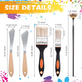 5 Pieces Painting Knife Set Background Blender Brush and Fan Blender Artist Brush Stainless Steel Palette Knife 2 Inch and 1 Inch Landscape Brush for CHENGU