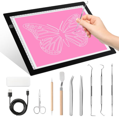 Dorhui Bright Pad Go, A4 Light Pad for Tracing & Weeding Vinyl, LED Copy Board Light Tracing Box Ultra-Thin Adjustable USB Power for Cricut Vinyl