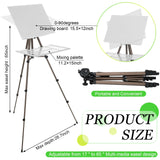 Ireer 17-65 Inch Artist Watercolor Portable Easel with Sturdy Tripod Adjustable Aluminum Metal Easel Stand with Tray Lightweight Travel Easel for Ireer