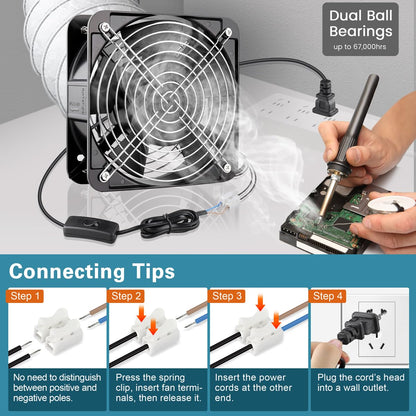 GDSTIME AXIAL Fan 15050, 110V 120V AC 150mm x 150mm x 50mm Fan, Ventilation Exhaust Projects Cooling Fan - WoodArtSupply