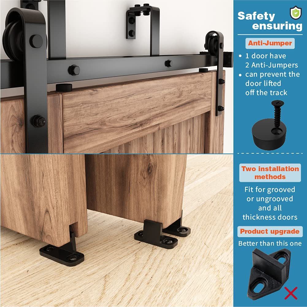 ZEKOO 10 FT Double Track Bypass Barn Door Hardware Kit Low Ceiling Wall Mount for Closet Double Wooden Doors (10FT Bypass kit) ZEKOO