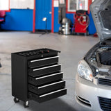 TUFFIOM 5-Drawer Rolling Tool Chest w/Lock & Key, Tool Storage Cabinet with Wheels, Top Cushion & Drawer Liners, Tool Organizer Box for Garage, TUFFIOM