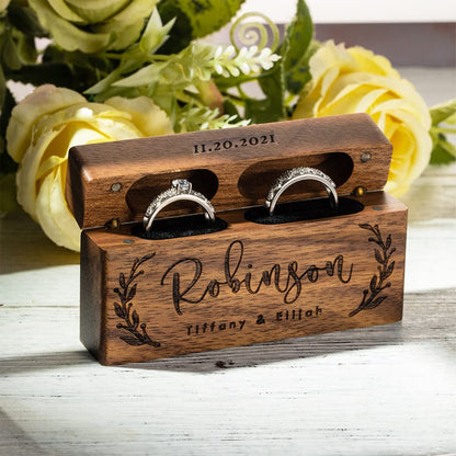 Eyesoul Custom Ring Bearer Box,Wooden Ring Box For Wedding/Proposal/Engagement,Personalized Wedding Stuff,Wedding Ring Holder With Name/Date,Jewelry - WoodArtSupply