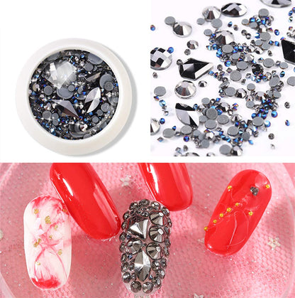 editTime 6 Wheels Mixed Sparkle Nail Art Rhinestones Diamonds Crystals Beads Artificial Pearls and Gold Silver Nail Studs Gems Metal Rivets Charms - WoodArtSupply