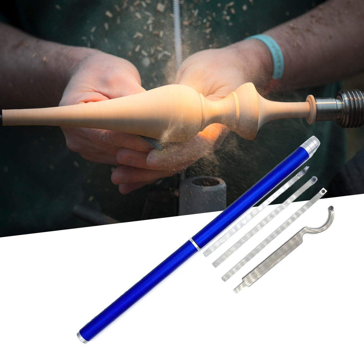 Carbide Wood Lathe Tools, Woodturning Tools Wood Lathe Turning Tool Set, with Round/Square/Diamond Insert and Interchangeable Aluminum Alloy Grip CDIYTOOL