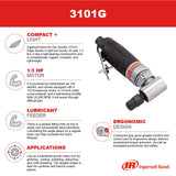 Ingersoll Rand 3101G Air Die Grinder Edge Series – 1/4", Heavy Duty, Right Angle, Ergonomic Grip, Ball Bearing Construction, Lightweight Tool, Black Ingersoll Rand
