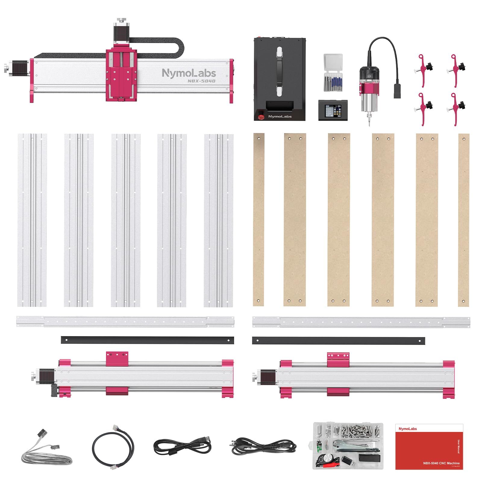 NymoLabs NBX-5040 CNC Router Machine with Custom-Made 710W 7000-30000 RPM Trim Router Spindle & ER-11 Collet, Milling Engraving for Wood Acrylic - WoodArtSupply