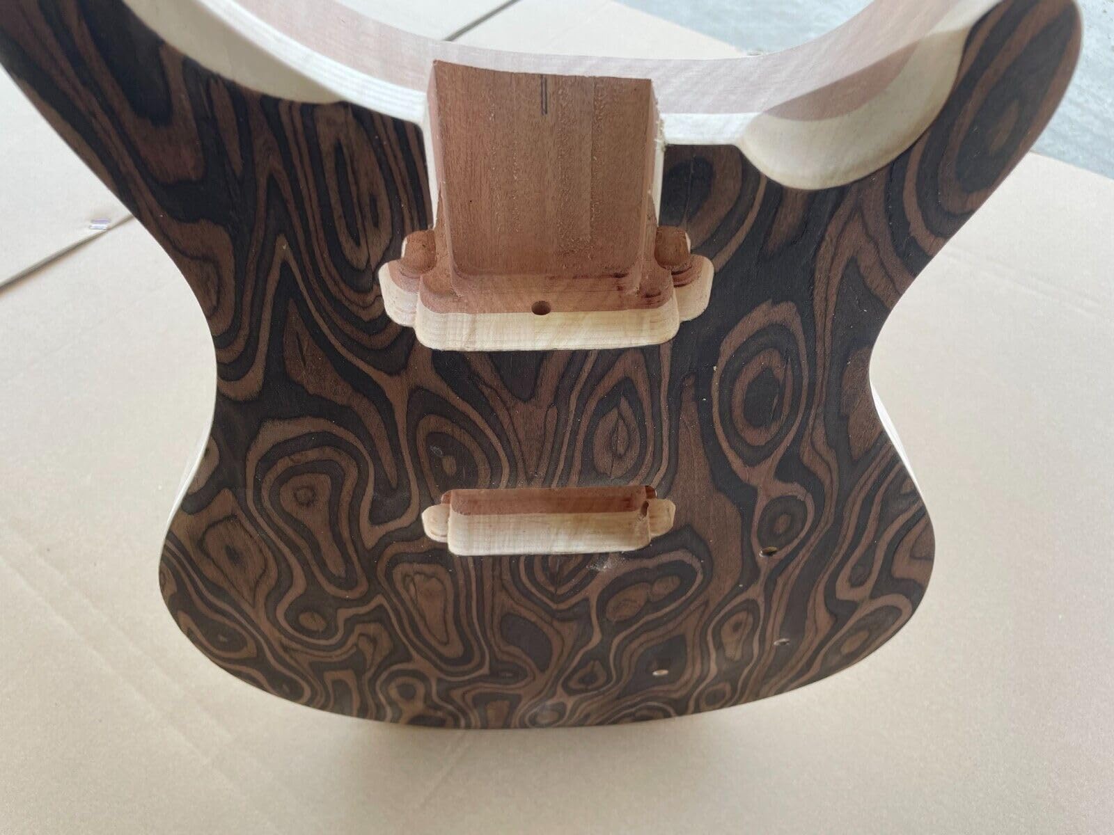 WUQIMUSC unfinished electric guitar Body mahogany wood Maple cap Semi-Hollow body for PRS Style Guitar project (P16T-1) - WoodArtSupply