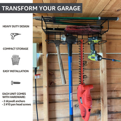 C2M Heavy Duty Floating Tool Shelf & Organizer | Wall Mounted Garage Storage Rack for Handheld & Power Tools | USA Made, 100# Weight Limit, Compact - WoodArtSupply