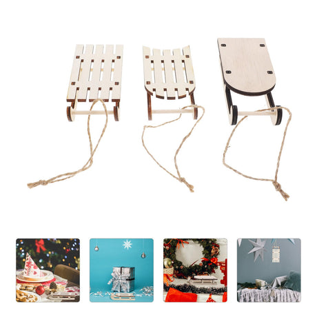 MAGICLULU Christmas Decor Christmas Sled Ornament 9pcs Miniature Wooden Sleighs Unfinished Wood Sleigh Vintage Holiday Sleigh Xmas Hanging Pendant MAGICLULU