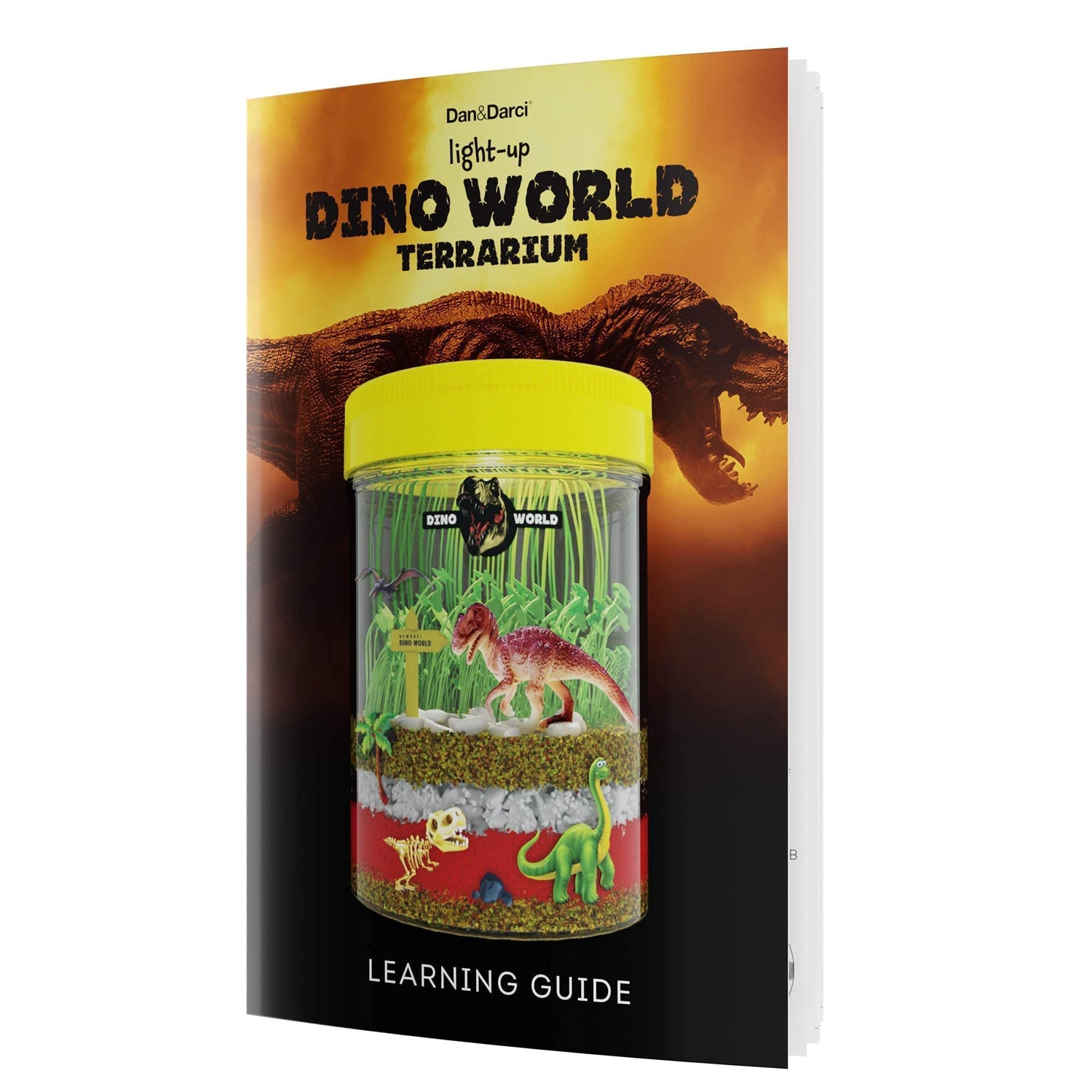 Dino World Terrarium Kit for Kids - LED Light in Lid - Dinosaur Toys for Boys & Girls Age 3, 4, 5, 6, 7, 8+ Year Old Boy and Girl Gifts - Dinosaur Dan&Darci