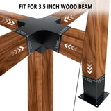 DEVALLEY 5-Way Right Corner Pergola Brackets Kit,Woodwork Brackets with Post Anchors for 4" x 4"(Actual:3.5"x3.5") Wood Beams for Patio DEVALLEY