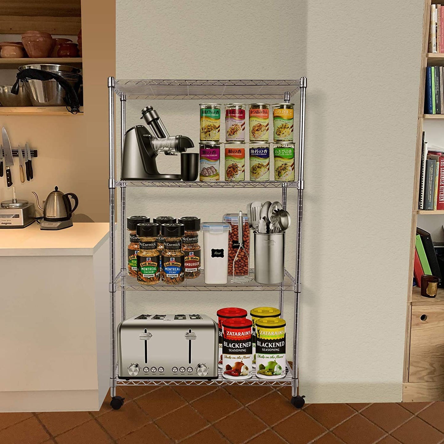 YSSOA 4-Tier Heavy Duty Storage Shelving Unit 1000Lb Capacity,Chrome,35.43" D x 17.72" W x 61.02" H inch - WoodArtSupply