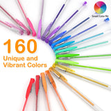 320 Pack Gel Pens Set, Smart Color Art 160 Colors Gel Pen with 160 Refills for Adult Coloring Books Drawing Painting Writing Smart Color Art