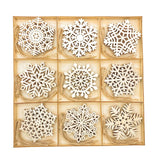 45 Pack Wooden Snow Flakes 3.5 Inch Unfinished Wood Snow Shaped Cutouts for DIY Christmas Crafts, with Sorting Tray(5 Pieces Each, 9 Designs) Cregugua
