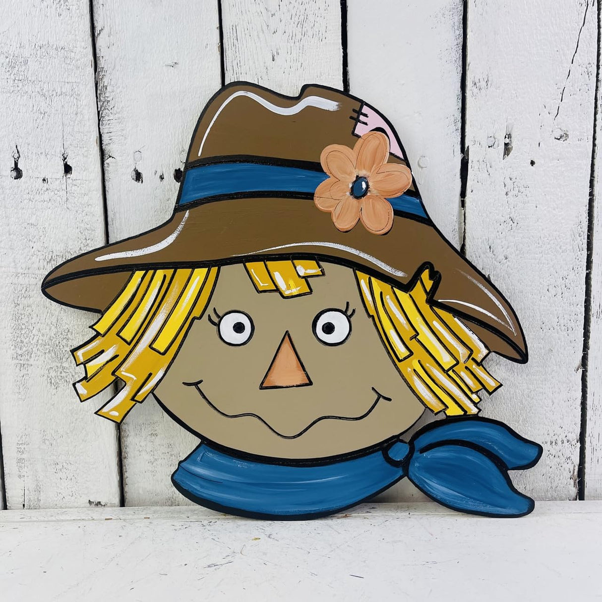 Scarecrow Head, Fall Shape, Kids Fall Craft, Unfinished Wood Cutout, Paint by Line, Build-A-Cross Build-A-Cross