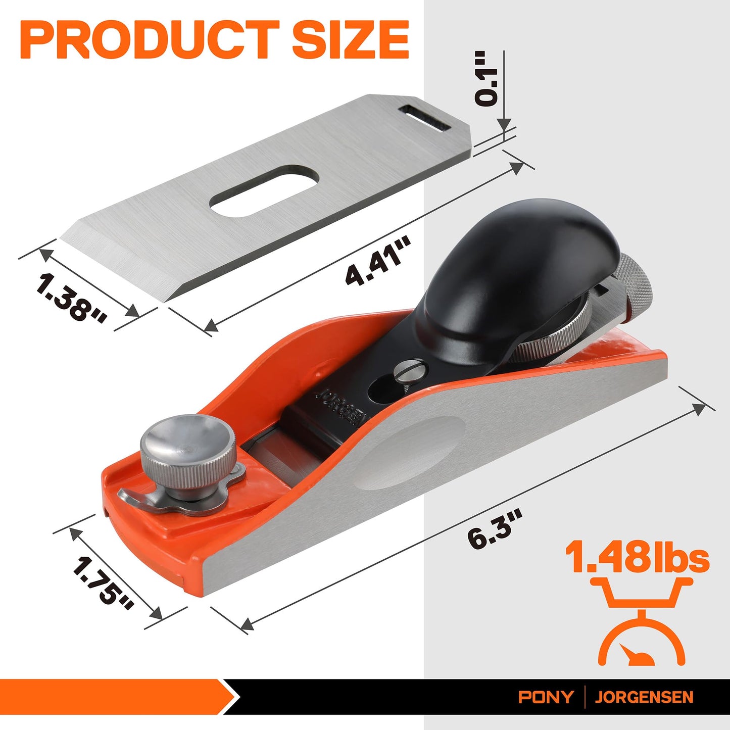 JORGENSEN 6.3" Mini Wood Planer, Mini Hand Planer for Woodworking, Low Angle Block Plane, Small Hand Plane for Trimming, Wood Planing, Craft - Small - WoodArtSupply