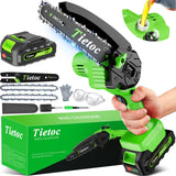 TIETOC Mini Chainsaw Cordless 6 Inch [Gardener Friendly] Super Handheld Rechargeable Chain Saw With Security Lock & Auto Oiler-System, Small Electric tietoc