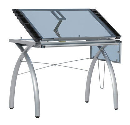 SD STUDIO DESIGNS 10095 Futura Station with Folding Shelf Top Adjustable Drafting Craft Drawing Hobby Table Writing Studio Desk with Drawer, 35.5'' W