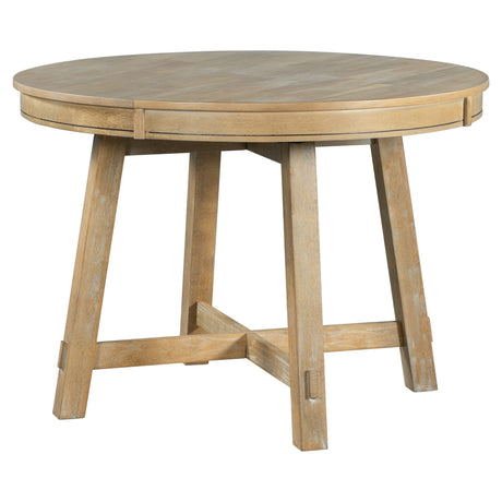 LUMISOL Wooden Dining Table, Farmhouse Round Extendable Dining Table with 16”Leaf, 42”-58” Round Kitchen Table for Dining Room, Living Room, Natural LUMISOL
