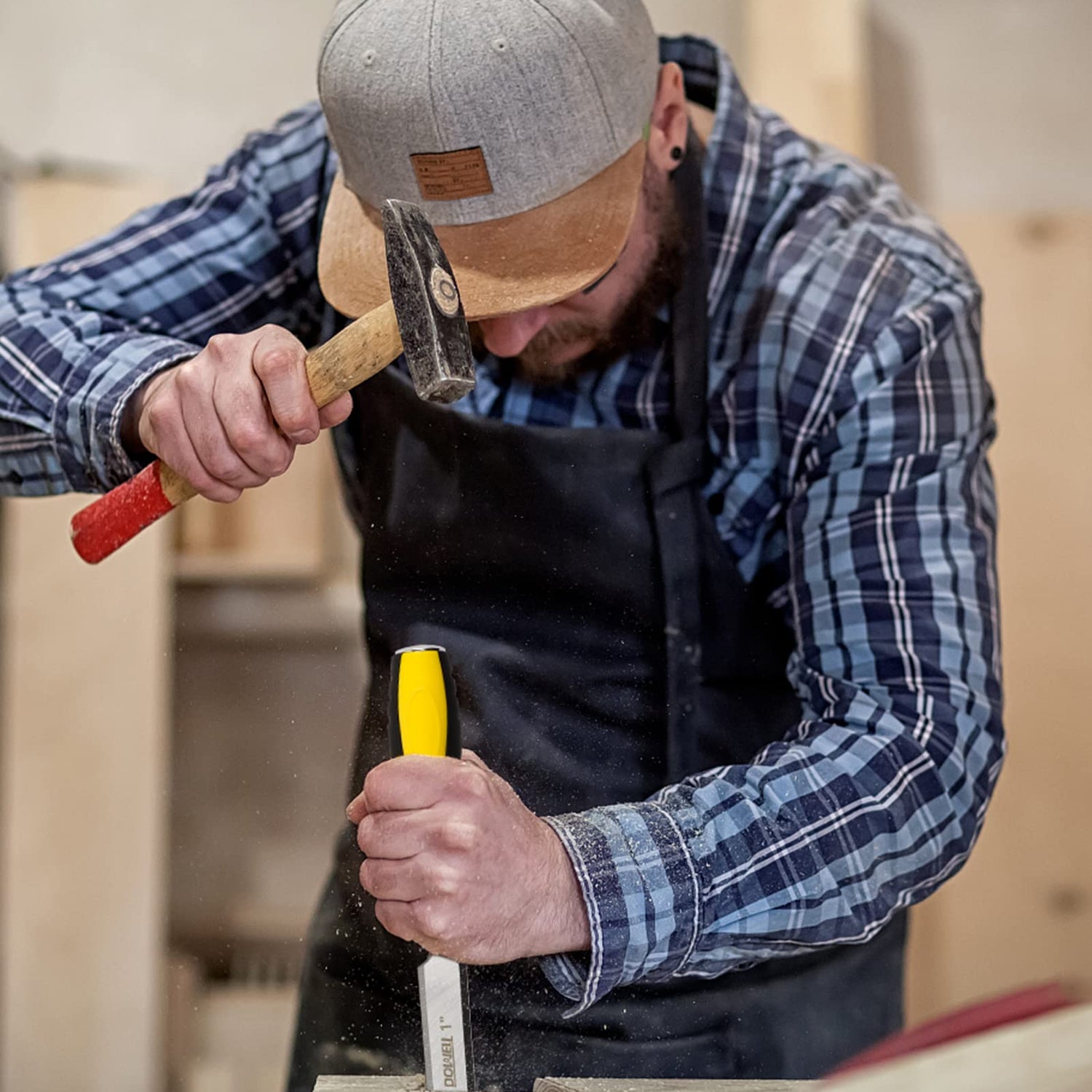 DOWELL 10PCS Wood Chisel Tool Set Sturdy Chisel, 1/4 inch,1/2 inch,3/4 inch,1 inch, 1-1/4",1-1/2"，Honing Guide,Sharpening Stone with Storage Box for DOWELL