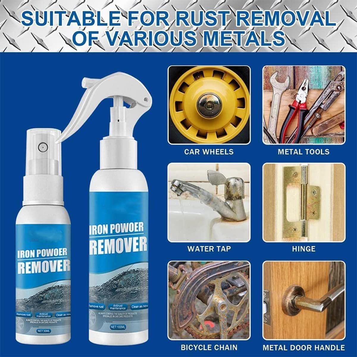 Multi Purpose Rust Remover Spray,Ouhoe Iron Powder Remover, Iron Powder Remover, Rustout Instant Remover Spray, Rust Out Instant Remover Spray (2 CZNBZN