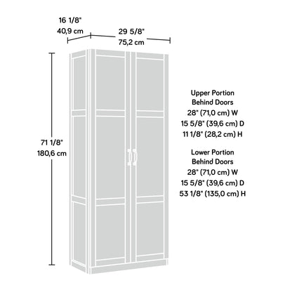 Sauder Select Storage Pantry cabinets, L: 29.69" x W: 16.34" x H: 70.10", White finish