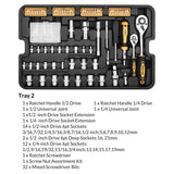 DEKOPRO 258 Piece Tool Kit with Rolling Tool Box Socket Wrench Hand Tool Set Mechanic Case Trolley Portable DEKOPRO