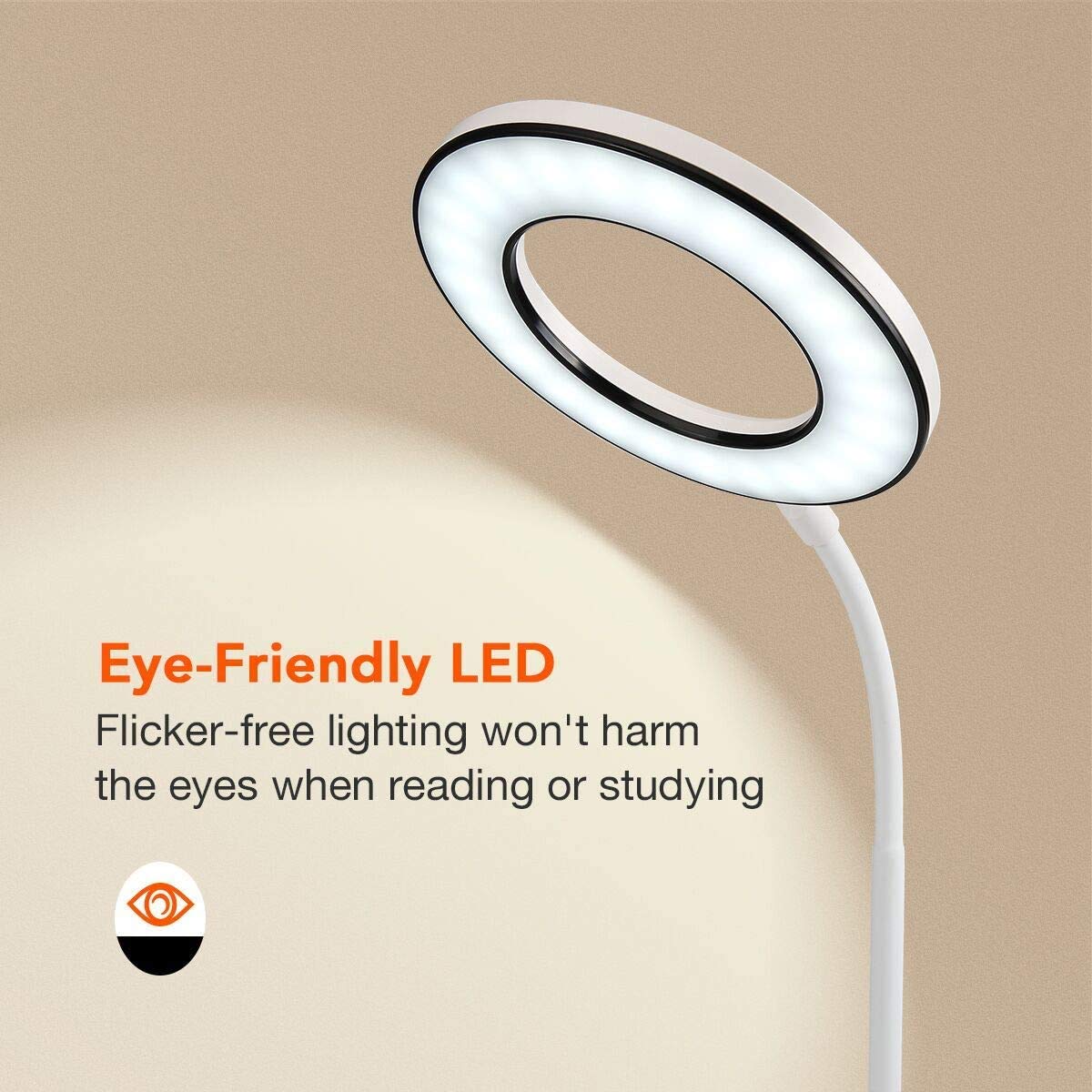 Miady LED Desk Lamp Eye-Caring Table Lamp, 3 Color Modes with 4 Levels of Brightness, Dimmable Office Lamp with Adapter, Touch Control Sensitive, Miady