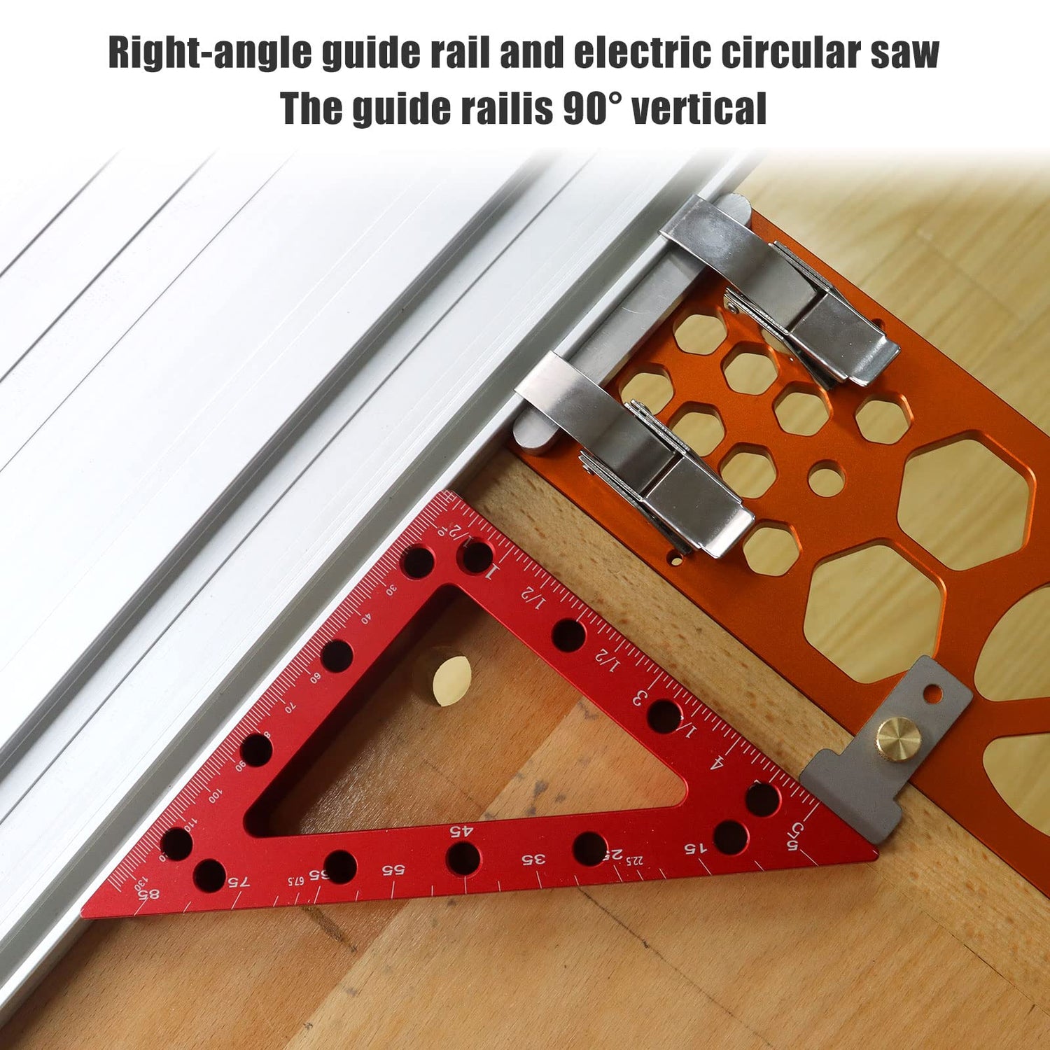 Upgraded 340mm Track Saw Square Right Angle Circular Saw Guide Rail Angle Stop Accessories,Woodworking 90 Degree Track Stop Square Cutting Board dcvbny
