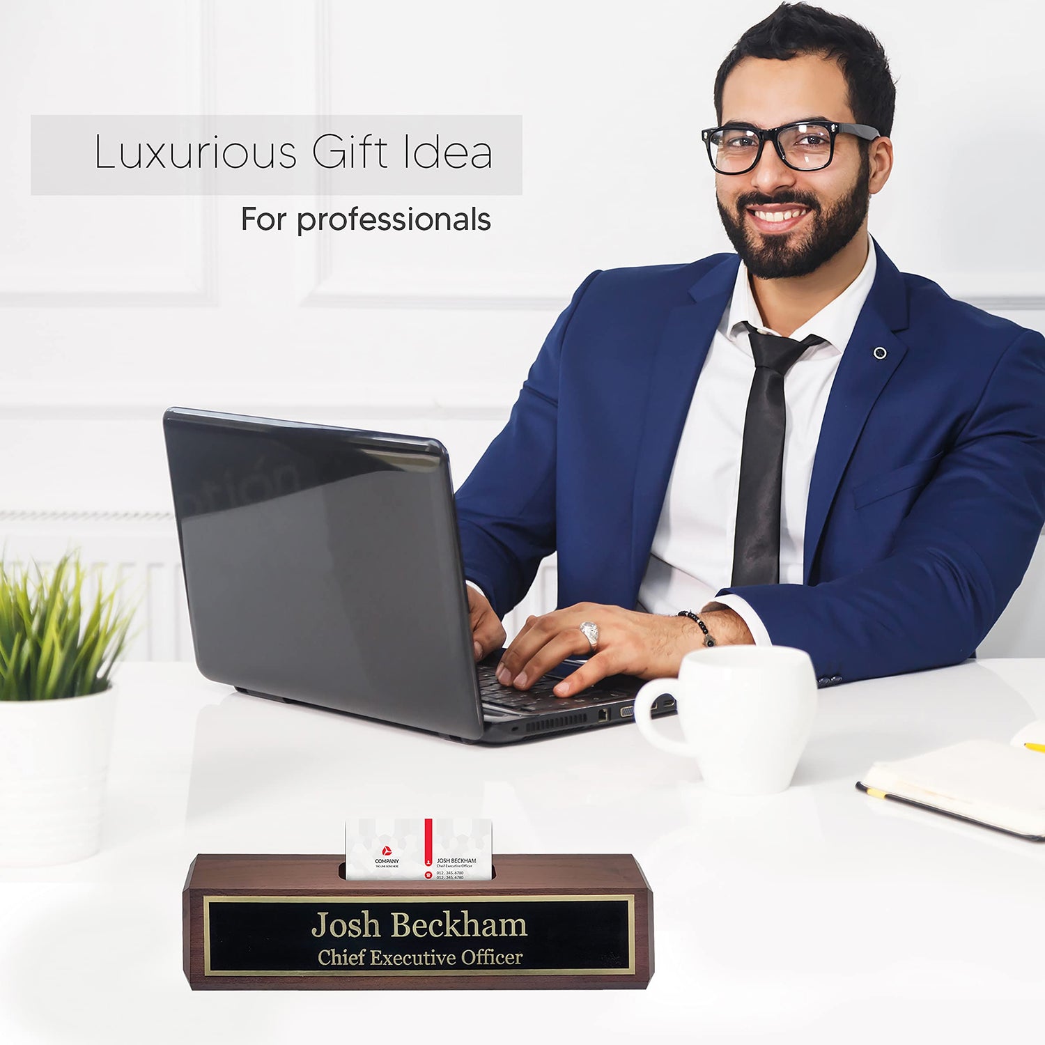 Engraving International Elegant Wood Name Plate for Desk | Custom Desk Name Plate Personalized Gift for Office, The Perfect Engraved Name Plaque - ENGRAVING INTERNATIONAL IF YOU CRAVE IT. ENGRAVE IT
