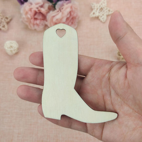 20pcs Cowboy Boots Wooden Cutouts DIY Crafts Embellishments Boots Shapes Unfinished Wood Gift Tags Ornaments for Wedding Birthday Baby Shower JANOU