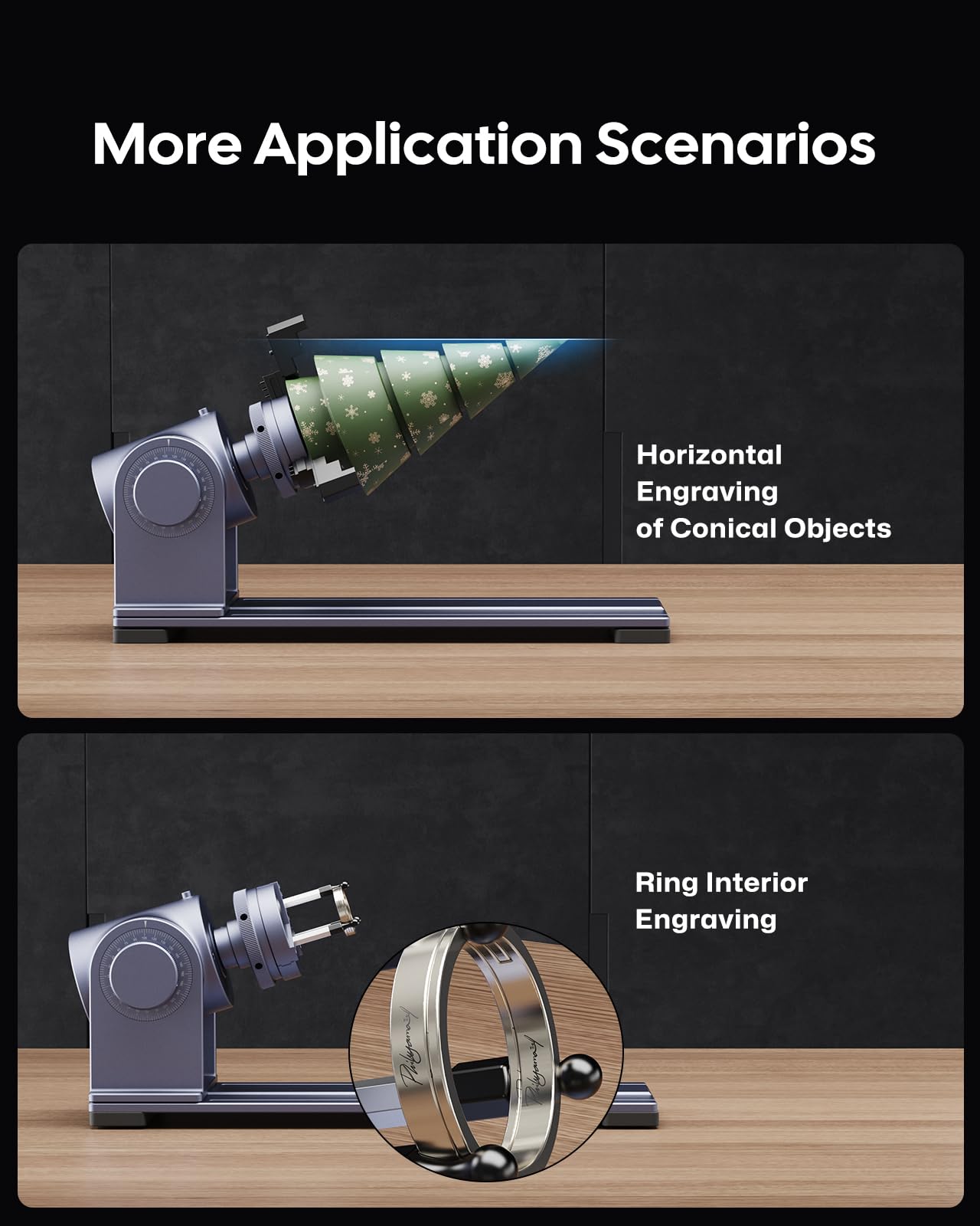 LaserPecker Rotary Extension for LP4, LX1/LX1 Max - Jaw Chuck Rotary for Engraving Cone, Cylinder, Sphere, Wine Glass, Ring etc. - WoodArtSupply