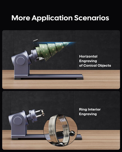 LaserPecker Rotary Extension for LP4, LX1/LX1 Max - Jaw Chuck Rotary for Engraving Cone, Cylinder, Sphere, Wine Glass, Ring etc. - WoodArtSupply